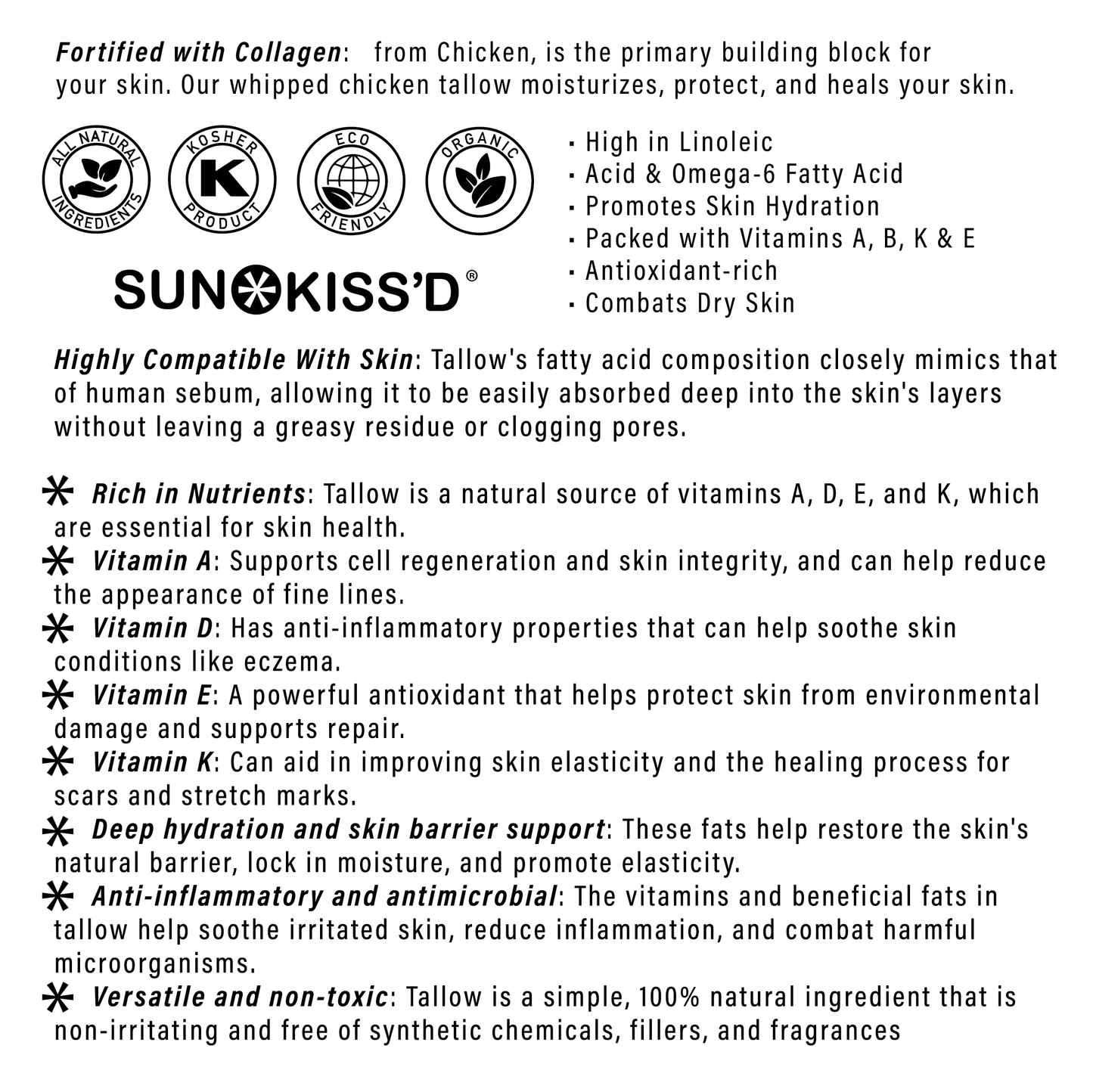 Sun*Kiss'd Tallow Face + Body Balm - 2 Ounce / Vanilla Bean